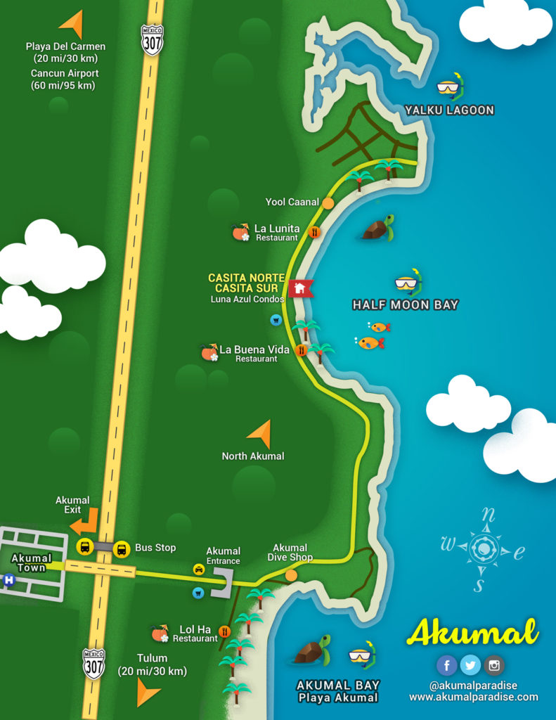 map of Half Moon Bay, thanks to Akumal Paradise