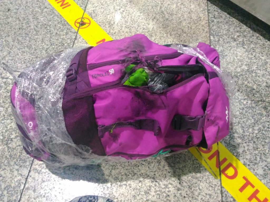 damaged backpack